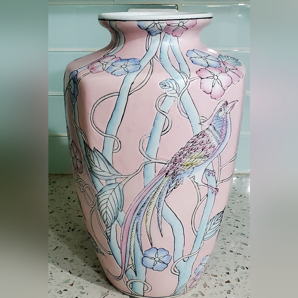 Vtg Rare WBI Chinoiserie Ginger Vase